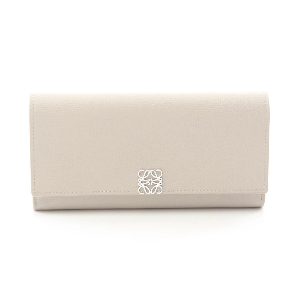 Loewe Anagram Continental Bifold Long Wallet Leather Beige Tan